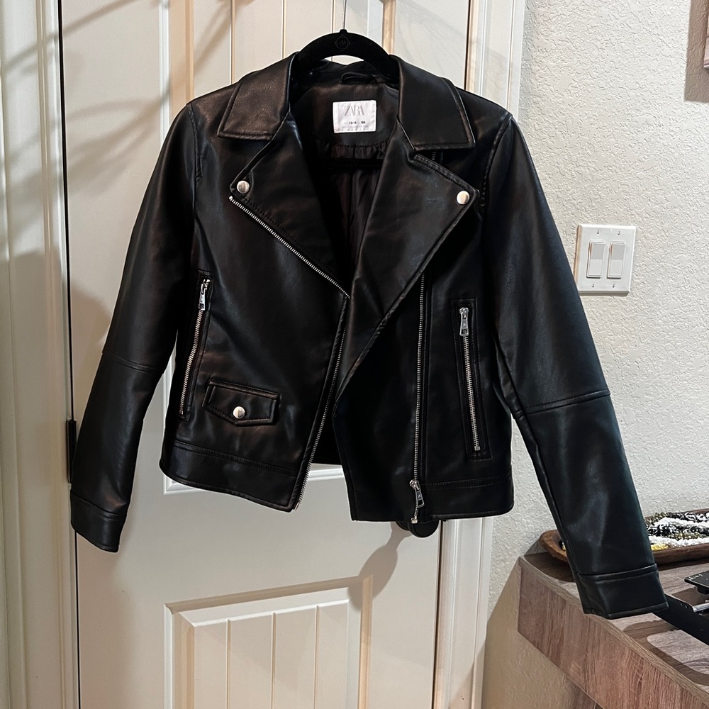 ZARA Black Faux Leather Moto Jacket